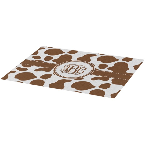 Cow Print Burlap Placemat (Angle View)