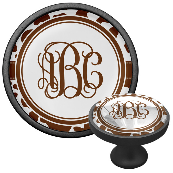 Cow Print Cabinet Knob - Black - Multi Angle