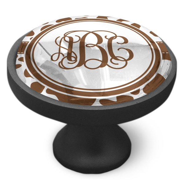 Cow Print Cabinet Knob - Black - Side