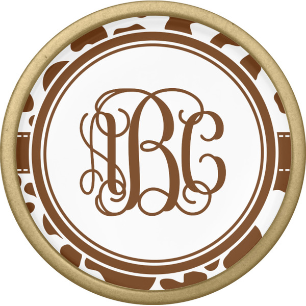 Cow Print Cabinet Knob - Gold - Front