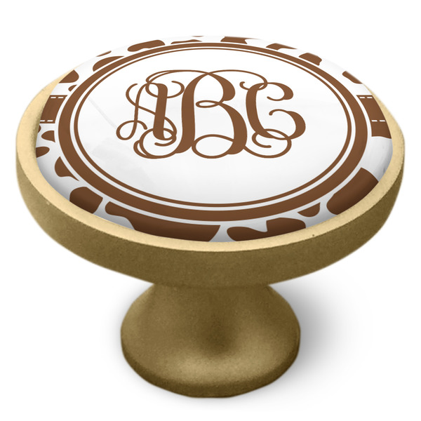 Cow Print Cabinet Knob - Gold - Side