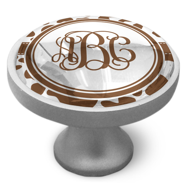 Cow Print Cabinet Knob - Nickel - Side