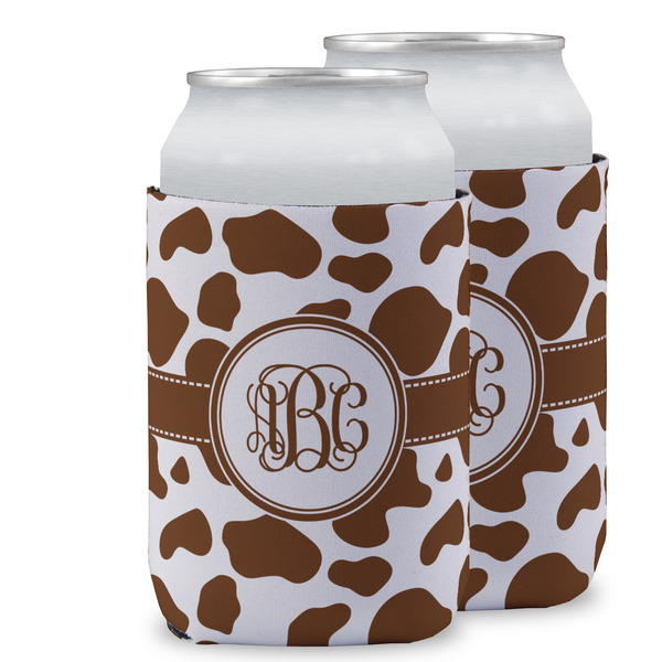 Custom Cow Print Can Cooler (12 oz) w/ Monogram