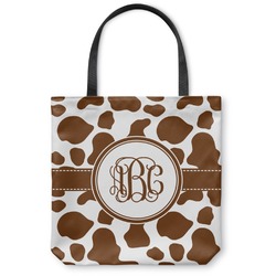 Cow Print Canvas Tote Bag - Small - 13"x13" (Personalized)