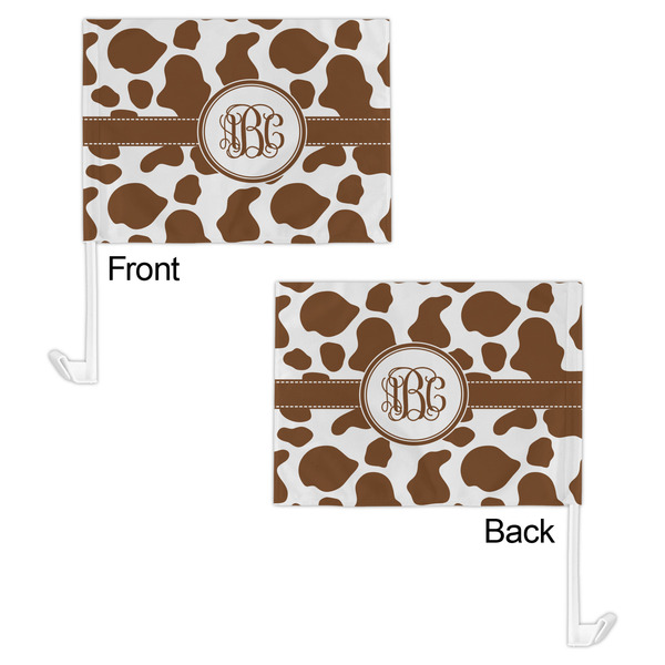 Cow Print Car Flag - 11" x 8" - Front & Back View