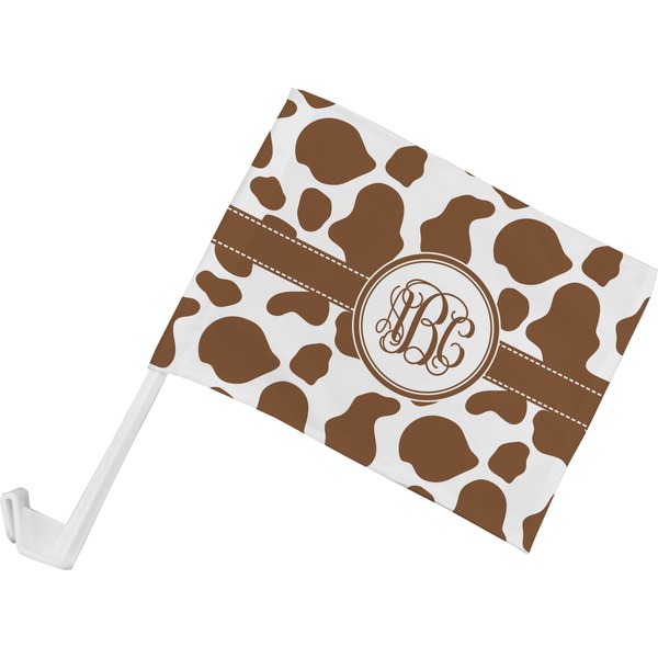 Custom Cow Print Car Flag - Small w/ Monogram