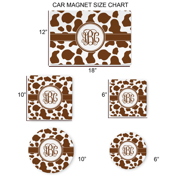 Cow Print Car Magnets - SIZE CHART