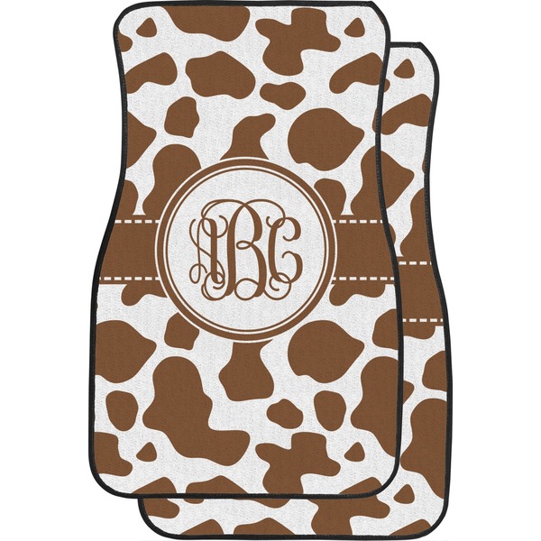 Custom Cow Print Car Floor Mats (Front Seat) (Personalized)