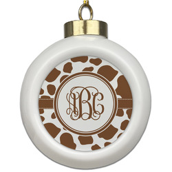 Cow Print Ceramic Ball Ornament (Personalized)