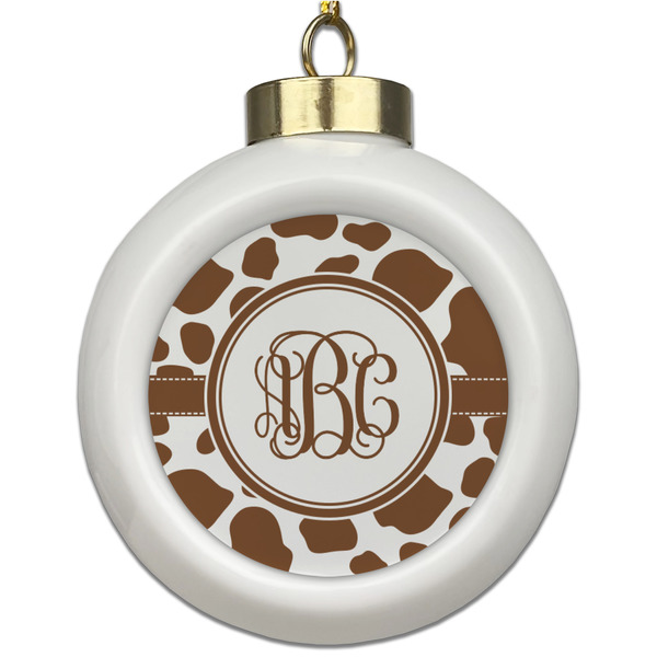 Custom Cow Print Ceramic Ball Ornament (Personalized)