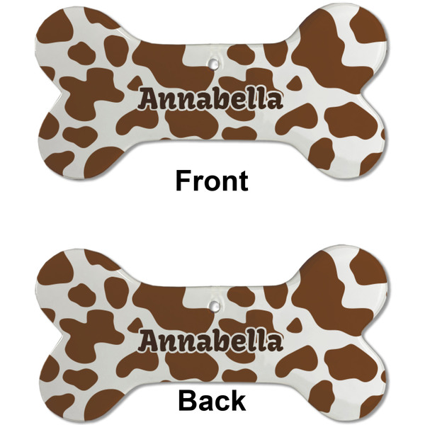 Cow Print Ceramic Flat Ornament - Bone Front & Back (APPROVAL)