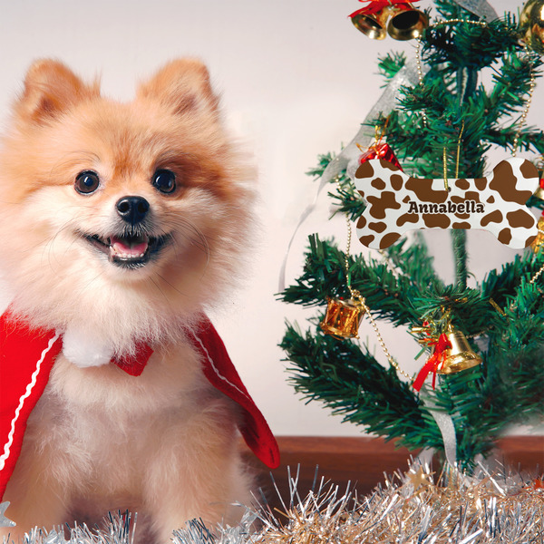 Cow Print Ceramic Flat Ornament - Bone (LIFESTYLE)