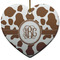 Cow Print Heart Ceramic Ornament w/ Monogram