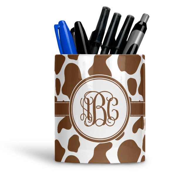 Custom Cow Print Ceramic Pen Holder
