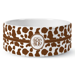 Cow Print Ceramic Dog Bowl - Medium (Personalized)
