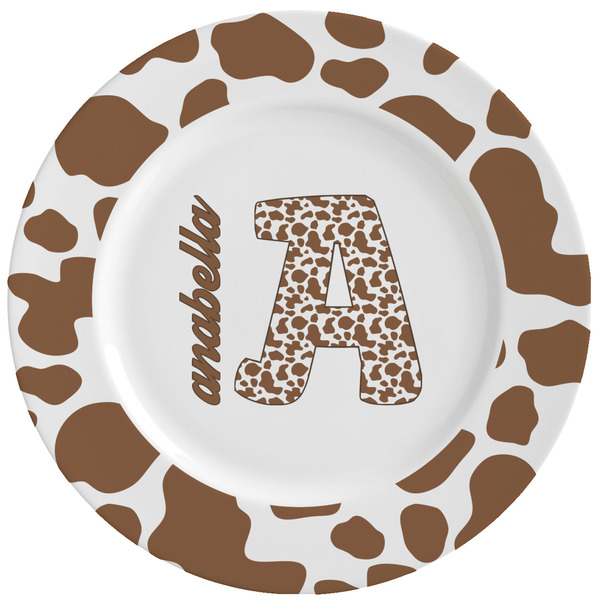 Custom Cow Print Ceramic Dinner Plates (Set of 4) (Personalized)