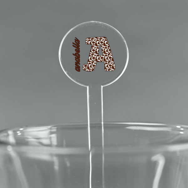 Custom Cow Print 7" Round Plastic Stir Sticks - Clear (Personalized)