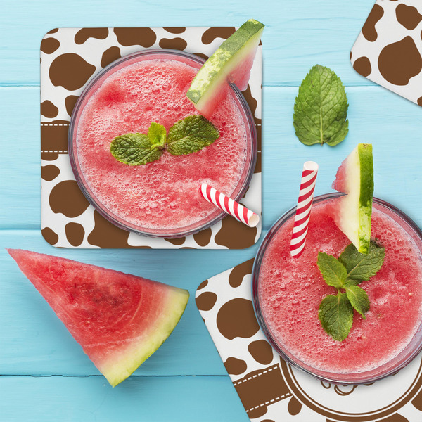 Cow Print Coaster Set - LIFESTYLE