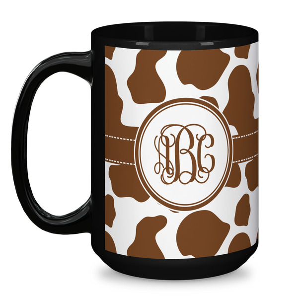 Cow Print Coffee Mug - 15 oz - Black