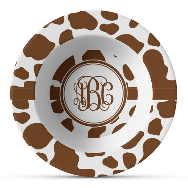 Custom Cow Print Plastic Bowl - Microwave Safe - Composite Polymer (Personalized)