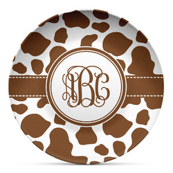 Cow Print Microwave Safe Plastic Plate - Composite Polymer (Personalized)