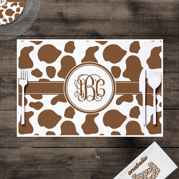 Cow Print Disposable Paper Placemat - In Context