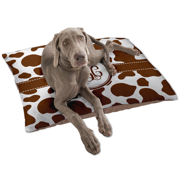 Custom Cow Print Dog Bed - Large w/ Monogram