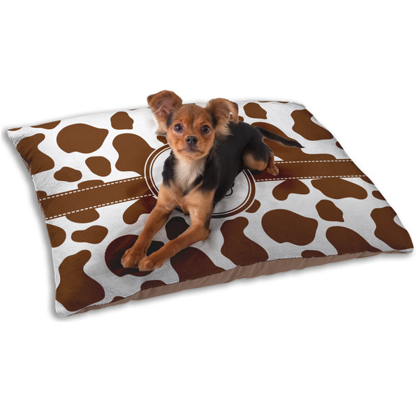Custom Cow Print Dog Bed - Small w/ Monogram