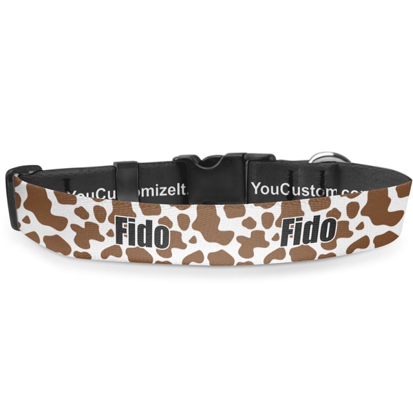 Custom Cow Print Deluxe Dog Collar - Medium (11.5" to 17.5") (Personalized)