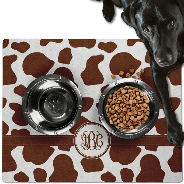 Cow Print Dog Food Mat - Large LIFESTYLE