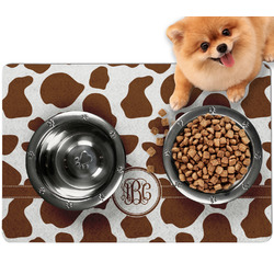 Cow Print Dog Food Mat - Small w/ Monogram