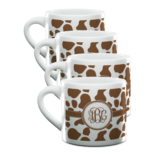 Custom Cow Print Double Shot Espresso Cups - Set of 4 (Personalized)