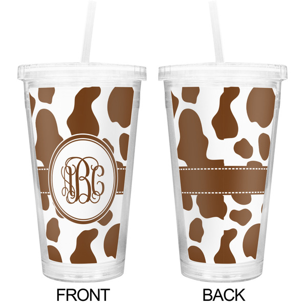 Cow Print Double Wall Tumbler with Straw - Approval