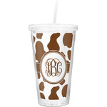 Cow Print Double Wall Tumbler with Straw (Personalized)