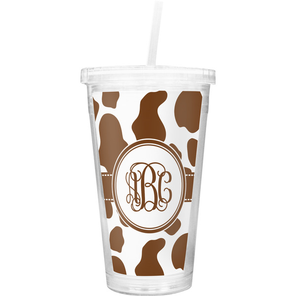 Custom Cow Print Double Wall Tumbler with Straw (Personalized)
