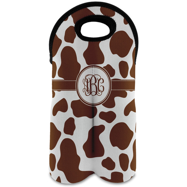 Custom Cow Print Wine Tote Bag (2 Bottles) (Personalized)