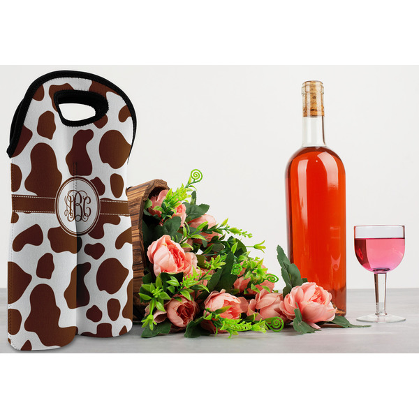 Cow Print Double Wine Tote - LIFESTYLE (new)