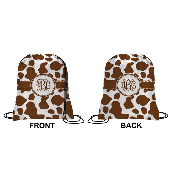 Cow Print Drawstring Backpack Front & Back Small