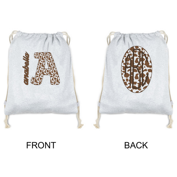 Cow Print Drawstring Backpacks - Sweatshirt Fleece - Double Sided - APPROVAL