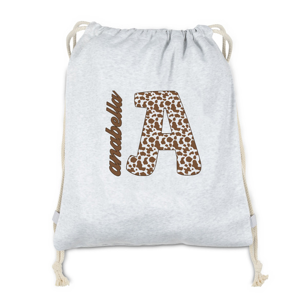 Custom Cow Print Drawstring Backpack - Sweatshirt Fleece - Double Sided (Personalized)