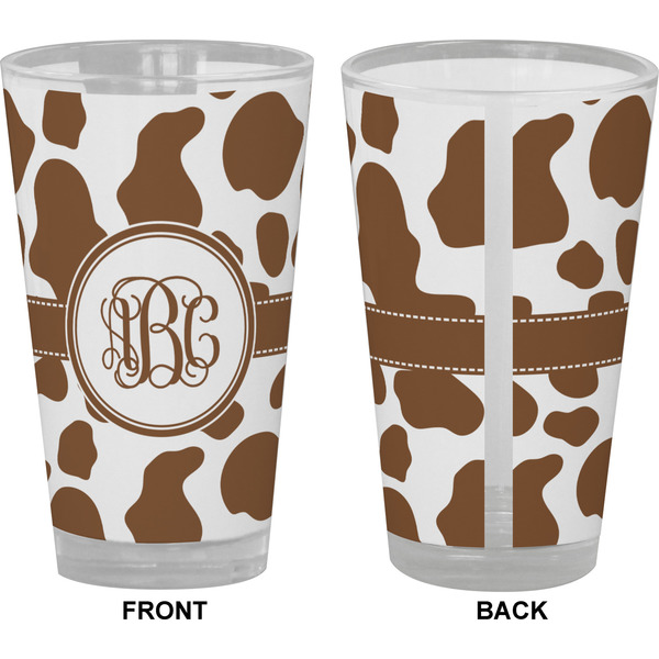 Cow Print Pint Glass - Full Color - Front & Back Views