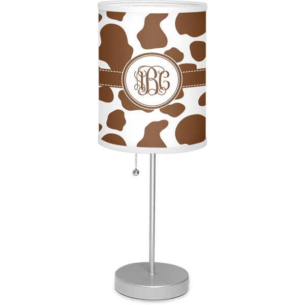 Custom Cow Print 7" Drum Lamp with Shade Linen (Personalized)
