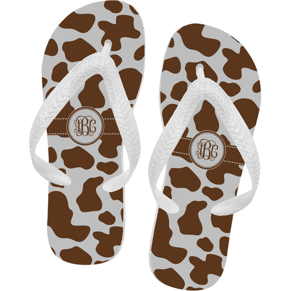 Custom Cow Print Flip Flops - Small (Personalized)