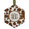 Cow Print Frosted Glass Ornament - Hexagon