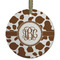 Cow Print Frosted Glass Ornament - Round