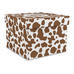 Cow Print Gift Box with Lid - Canvas Wrapped - Large (Personalized)