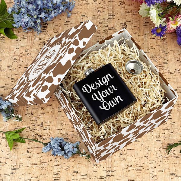 Cow Print Gift Boxes with Lid - Canvas Wrapped - Large - In Context