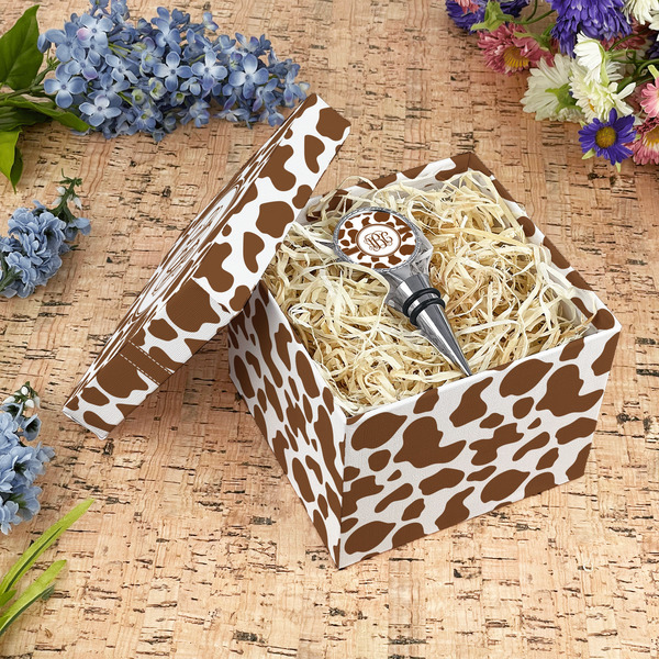 Cow Print Gift Boxes with Lid - Canvas Wrapped - Medium - In Context
