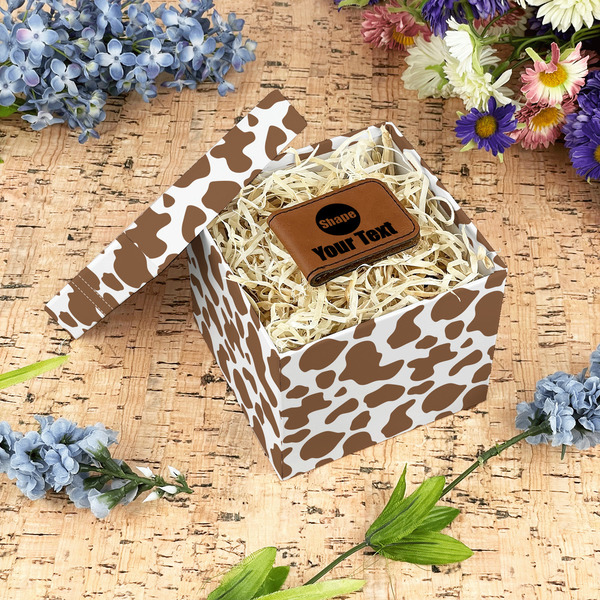 Cow Print Gift Boxes with Lid - Canvas Wrapped - Small - In Context