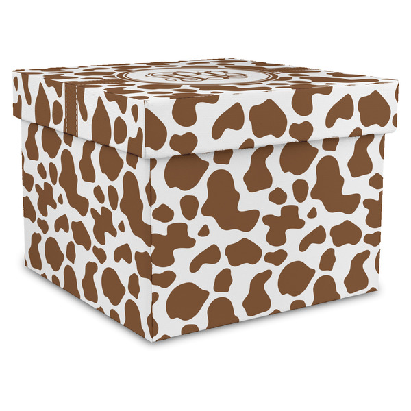 Custom Cow Print Gift Box with Lid - Canvas Wrapped - X-Large (Personalized)